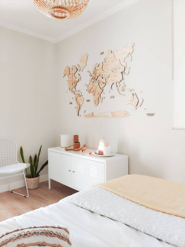 Wooden World Map Light