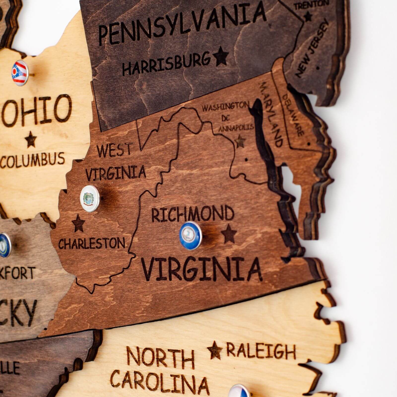 3D Wooden USA Map Multicolor