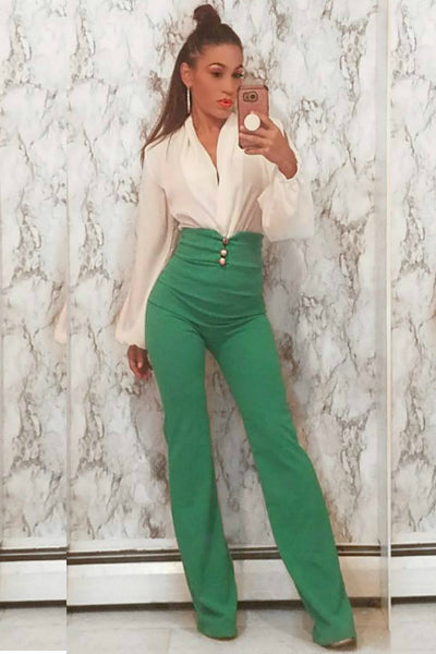 green high waisted pants