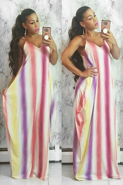 pink and purple maxi dress