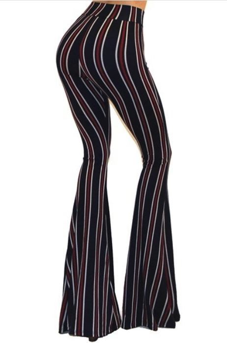 striped bell bottom leggings