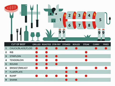 Beef Cuts Chart - Infographic Diagram - The BBQ Depot