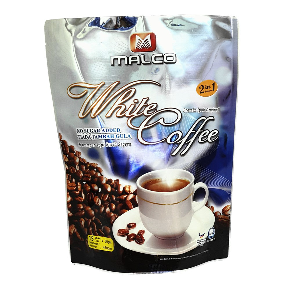 MALCO 2 In 1 White Coffee Without Added Sugar 咖啡 30G x 15