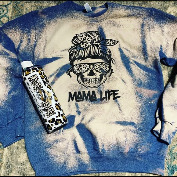 Mama Life Custom Bleached Crewneck Sweatshirt S-4XL