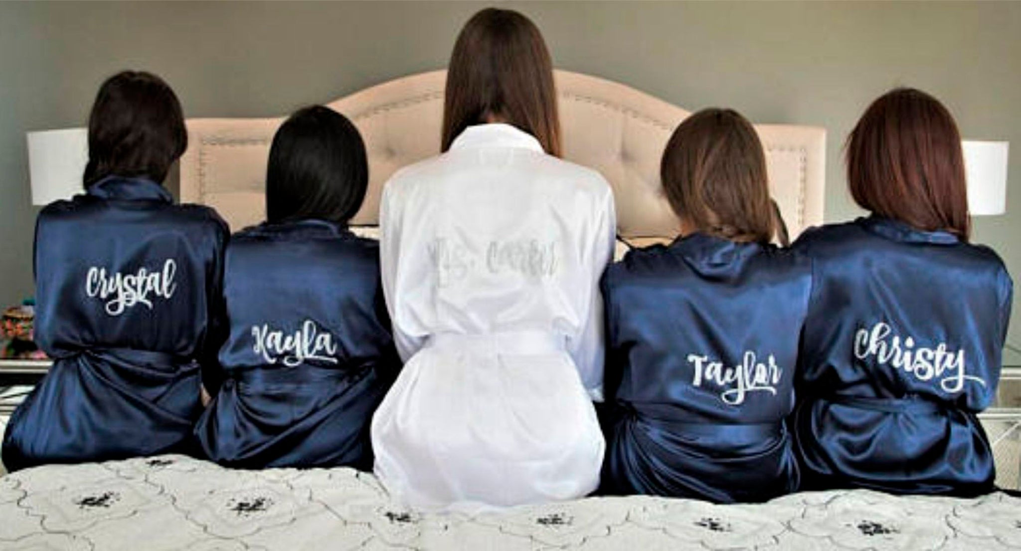 Personalised Satin Dressing Gown Robe ~ Weddings, Hen Party – designs4ushop