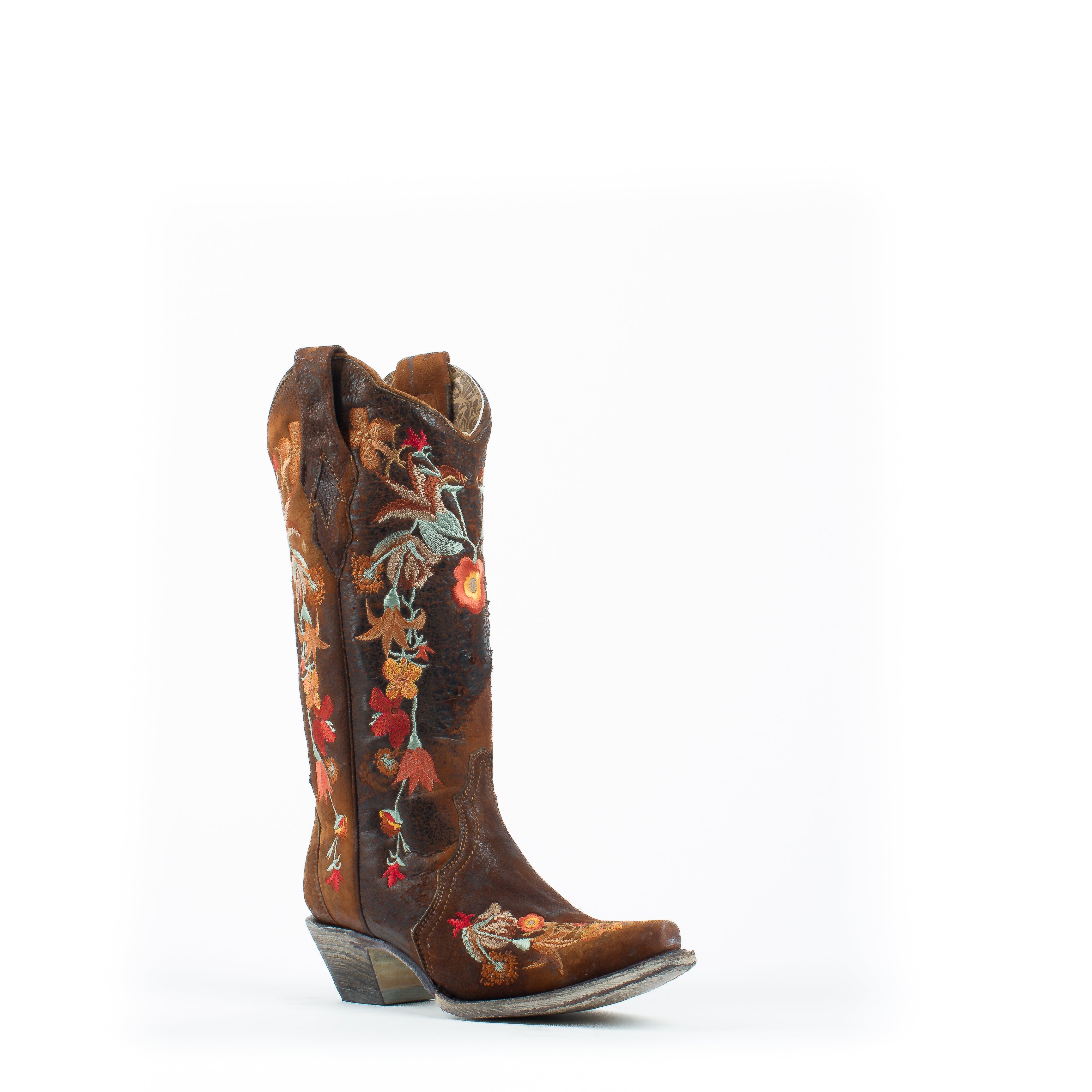 justin women's floral embroidered western boots