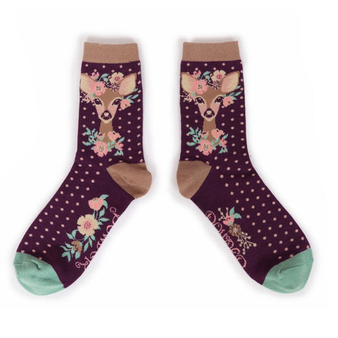 floral deer ankle socks
