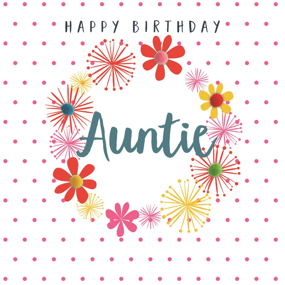 Pom Pom Happy Birthday Auntie Card