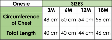 Size Chart - Baptism Onesie - Baptism Outfit - Bubble Onesie