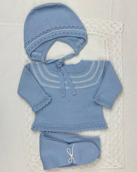 Blue Knitted Newborn Outfit - Clothes for Newborn Baby Boy – YoYo Boutique