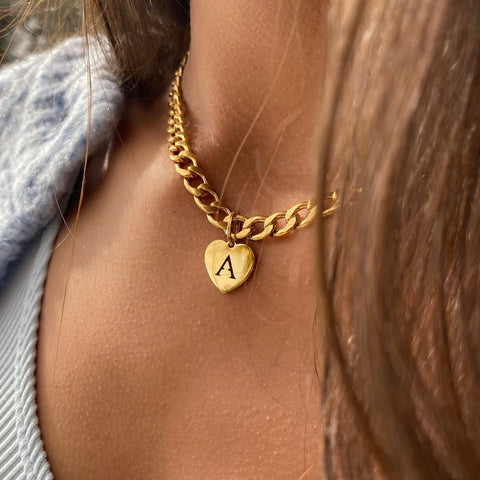 gold plated necklace with initial letter