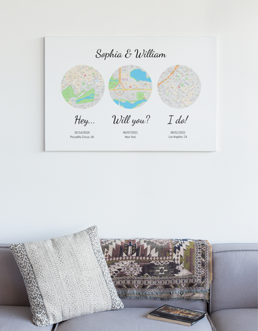 customized map canvas for couples