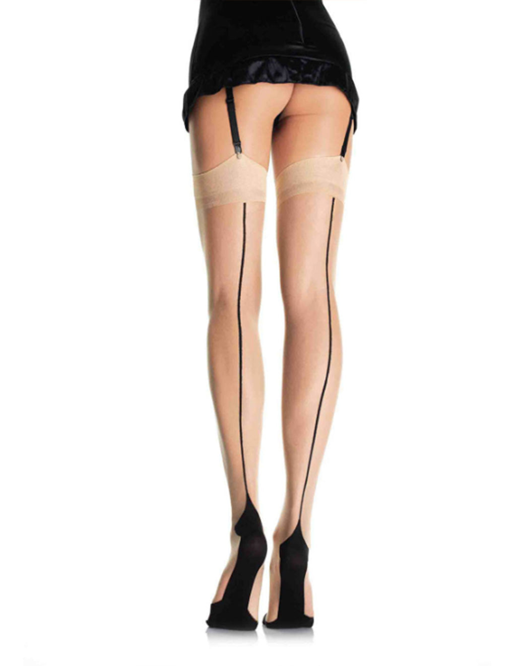 Leg Avenue Sheer Cuban Heel Backseam Thigh High Stockings