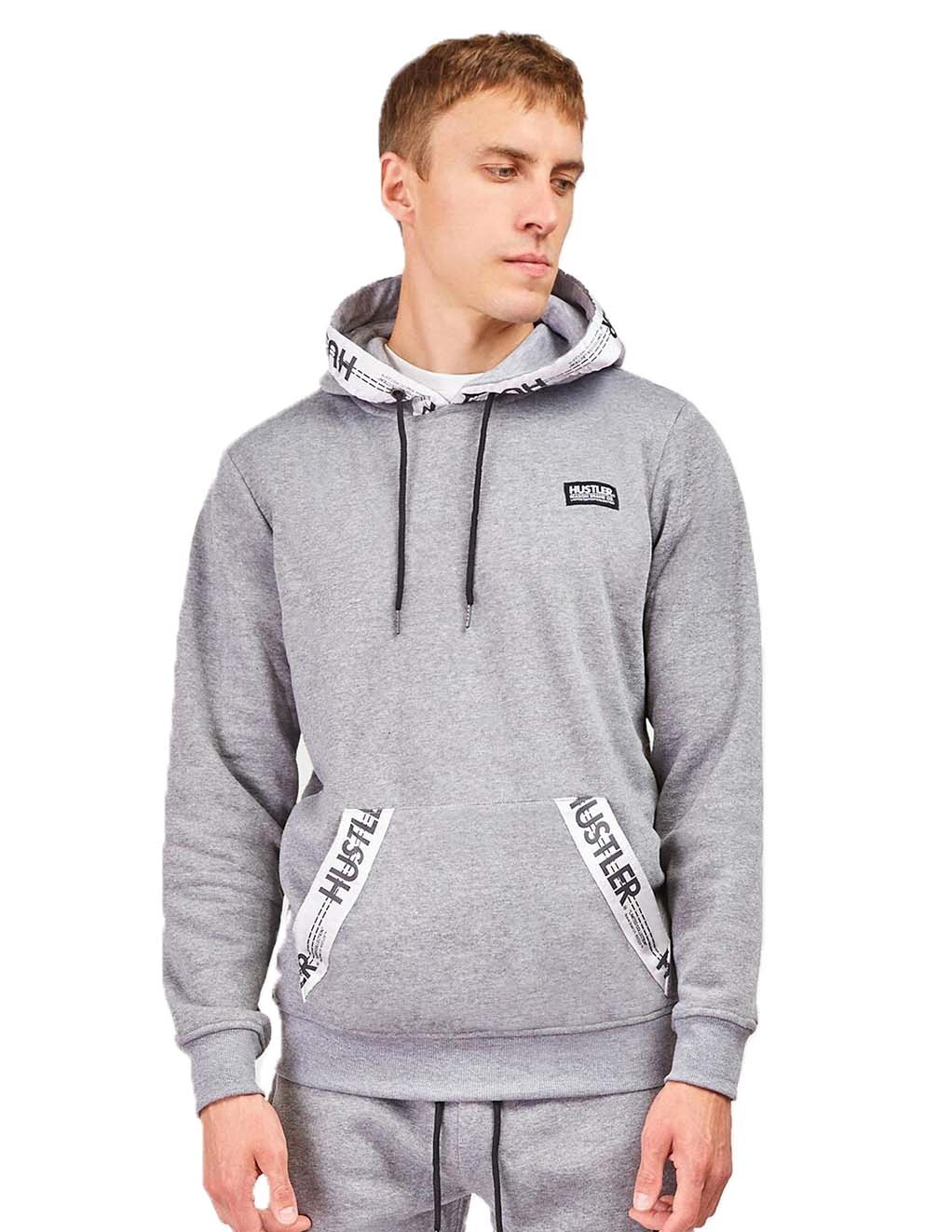 HUSTLER? Logo Tape Hoodie