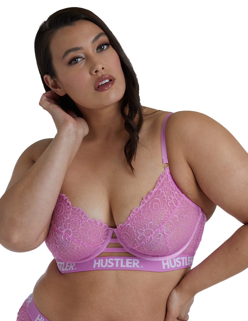 HUSTLER? Logo Lace Bra Curve 38-42