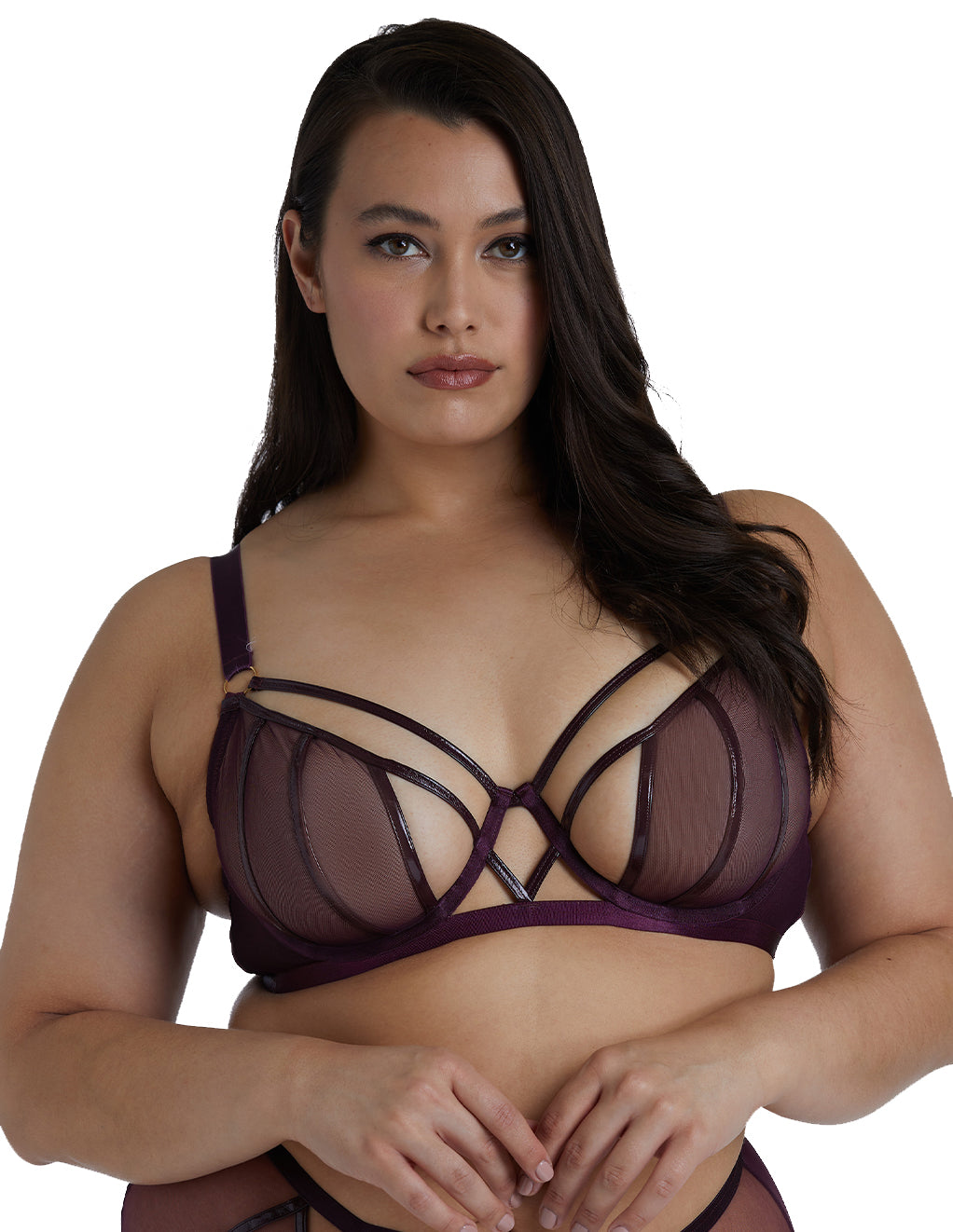 HUSTLER? PVC Cutout Mesh Bra Curve 38-42