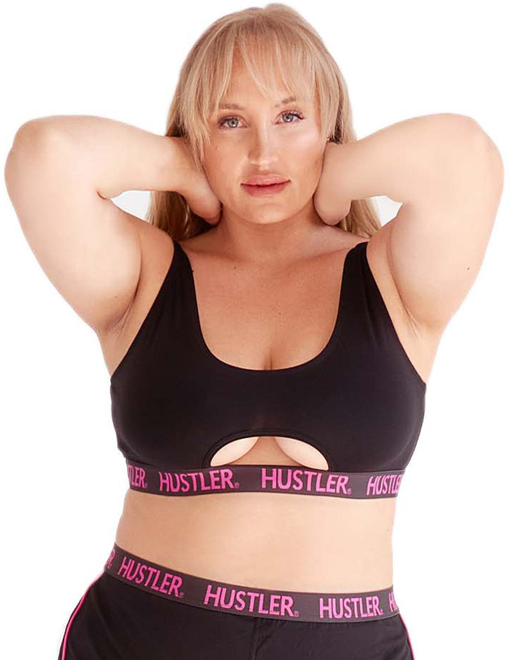 HUSTLER? Cutout Crop Top