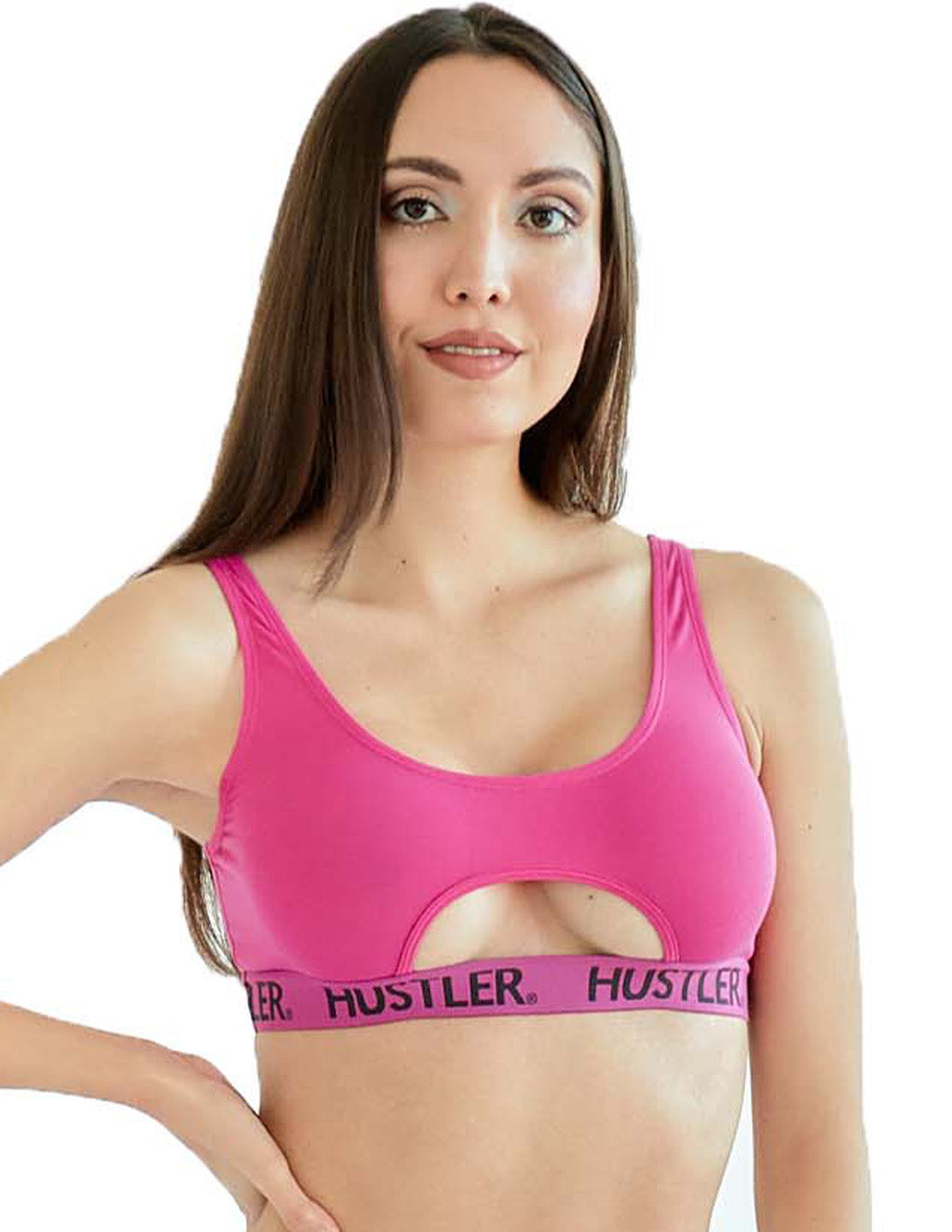 HUSTLER? Cutout Crop Top