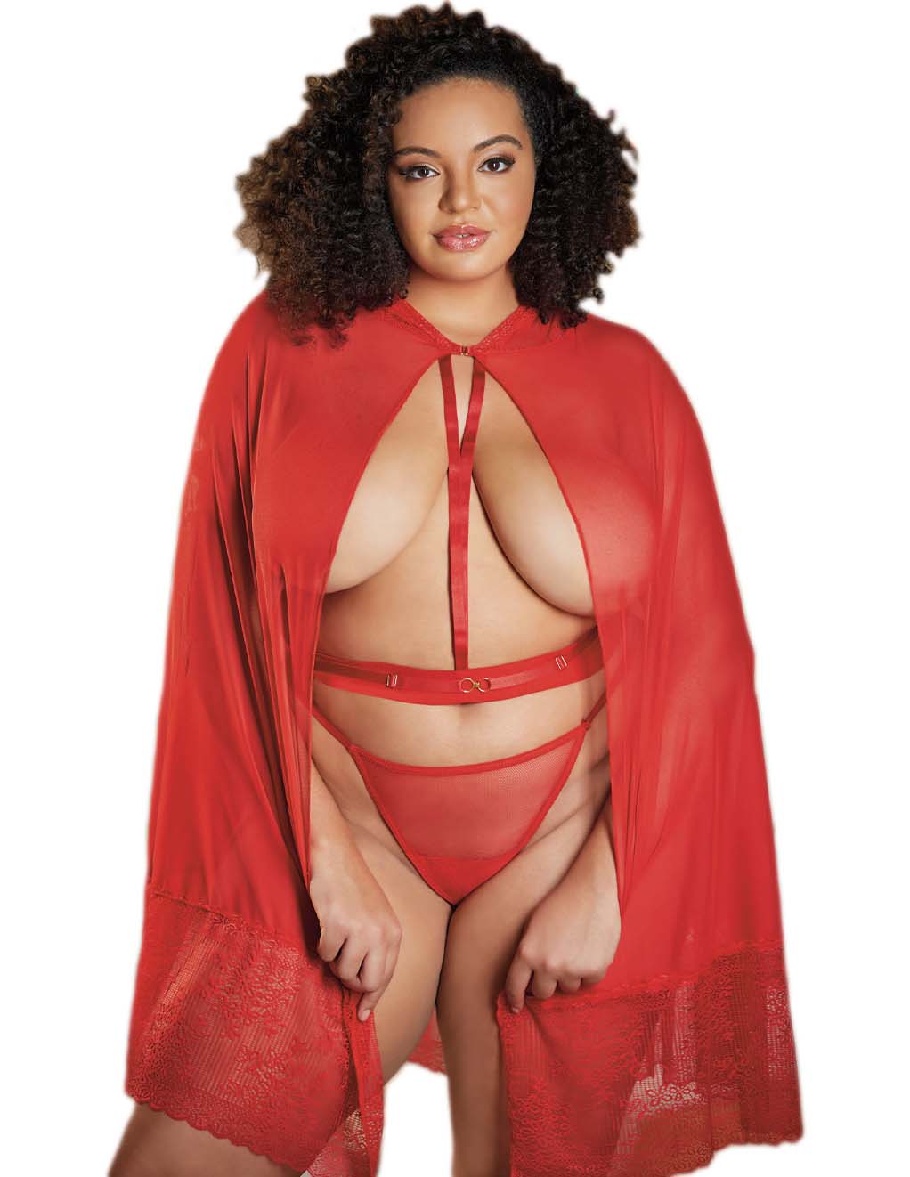 Allure Serena Mesh Cape & Panty Set