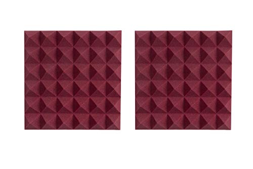 Gator Frameworks 2” Thick Acoustic Foam Pyramid Panels 12”x12”; Burgundy (2) Pack (GFW-ACPNL1212PBDY-2PK)