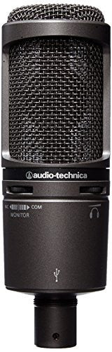 Audio Technica AT2020USB+ Side-address cardioid condenser microphone with USB digital output, built-in headphone jack, headphone volume control and mix control
