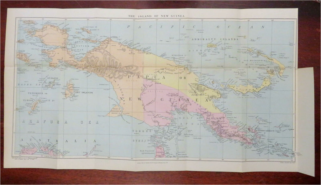 Papua New Guinea Islands detailed focused map 1893 Stanford map