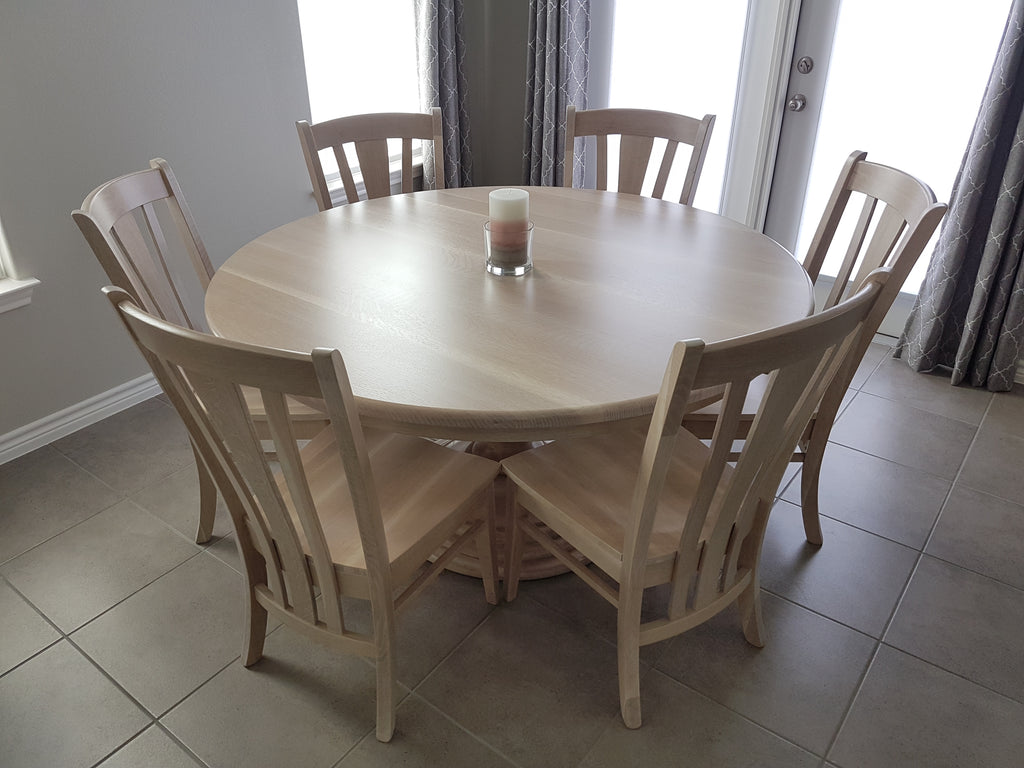 Kinglsey Pedestal and Meridan Chair with a Limed Oak Finish