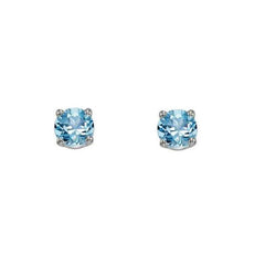 blue topaz stud earrings in 14K white gold