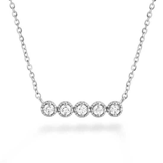 Hearts On Fire .13-.20CTW Liliana Milgrain Diamond Bar Necklace in 18K White Gold