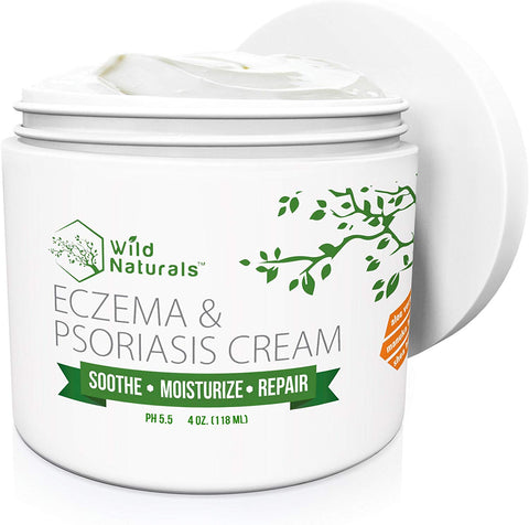 Wild Naturals Eczema Psoriasis Cream - for Dry, Irritated Skin, Itch Relief, Dermatitis, Rosacea, and Shingles. Natural 15-in-1 Formula Promotes Healing and Calms Redness, Rash and Itching Fast