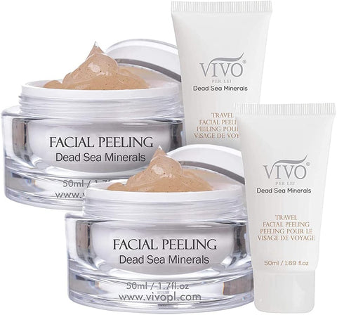 Vivo Per Lei Facial Peeling Gel - Face Peel Containing Dead Sea Minerals and Nut Shell Powder - Exfoliating Gel And Blackhead Remover
