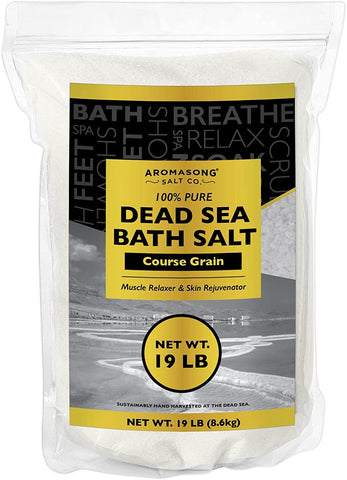 Aromasong Dead Sea Salt for Soaking - Coarse Grain Bath Salt Soak - 19 Lbs Bulk Resealable Pack - Leaves Your Skin Softer Then Epsom Salt
