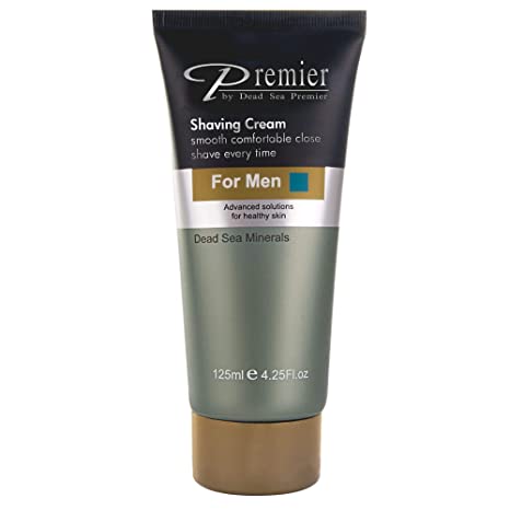Premier Dead Sea Shaving Cream for Men, sensitive skin, protects from nicks, cuts, razor burns and ingrown hair, for close shave, doesn’t contain soap, gentle and protective for soft beautiful skin