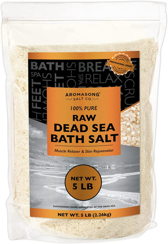 5 lbs Raw Dead Sea Salt - Contains All Dead sea Minerals Including Dead sea Mud - Fine Medium Grain Bath Salt Large resealable Bulk Pack