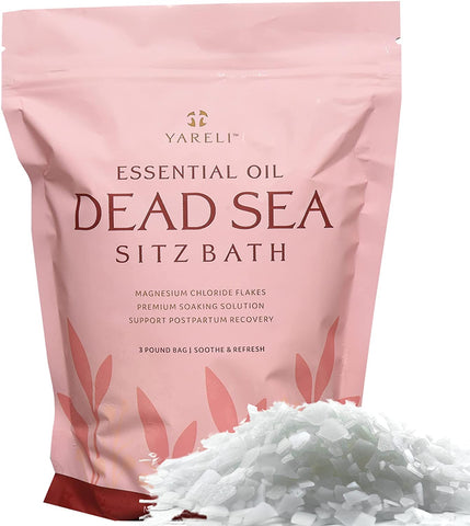Yareli Sitz Bath Soak for Postpartum Recovery and Hemorrhoid Relief, with Dead Sea Magnesium Bath Salt Flakes and Essential Oils