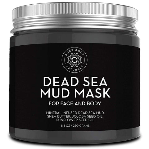 Pure Body Naturals Dead Sea Mud Mask - Face Mask and Body Mud for Acne, Blackheads, and Oily Skin - Facial Self Care for Men and Women - Minimize Pores with Deadsea Mud, Clay, Charcoal