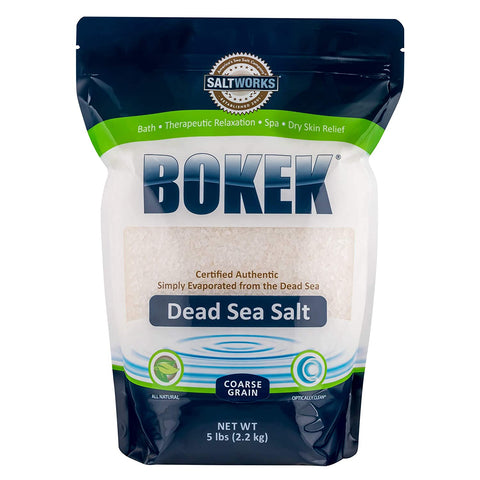 SaltWorks Bokek Dead Sea Bath Salt, Unscented, Coarse Grain, 5 Pound Bag