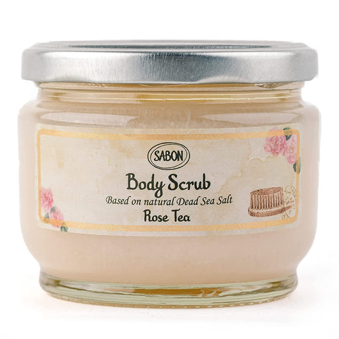 Sabon Body Scrub — Rose Tea | Exfoliating Dead Sea Salt Body Scrub | Bergamot, White Rose, Jasmine | For All Skin Types