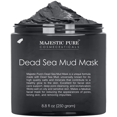 MAJESTIC PURE Dead Sea Mud Mask for Face and Body - Natural Skin Care for Women and Men - Best Facial Cleansing Clay for Blackhead, Whitehead, Acne and Pores