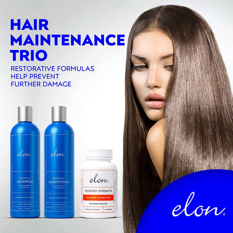 Elon Complete Hair Care Kit for Thinning Hair – Moisture Therapy Shampoo & Conditioner Set + R3 Extra Strength Hair Growth Supplement -Suitable for All Hair Types – NO Sulfates, Parabens or Phthalates
