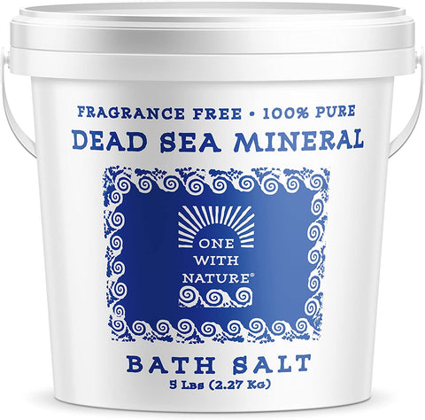 Dead Sea Mineral Bath Salt 5 Lb. Fragrance Free, 100% pure, Magnesium, Sulfur, Minerals. All Skin Types, Problem Skin. Acne Treatment, Eczema, Psoriasis