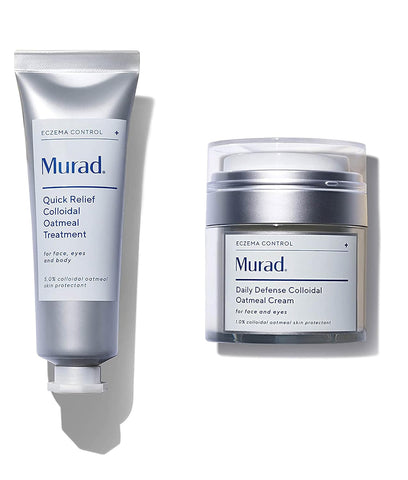 Murad Eczema Control Bundle with Daily Defense Colloidal Oatmeal Cream – Soothing and Hydrating Skin Care Treatment, 1.7 Fl Oz and Gentle Hydrating Skin Care Quick Relief Colloidal Oatmeal Treatment