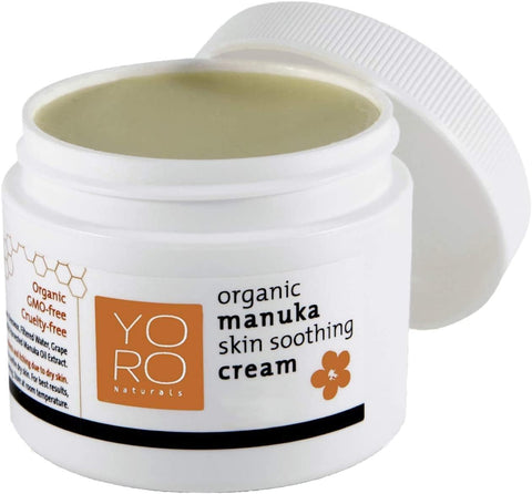 Organic Manuka Skin Soothing Cream for Sensitive Dry Skin, Itch Control, Rosacea, Honey Eczema Relief, Natural Psoriasis Moisturizer & Dyshidrotic Eczema Balm for Face and Body
