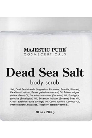 Dead Sea Salt Body Scrub by Majestic Pure - Infused with Aromatic Oils Exfoliates and Helps Conceal Stretch