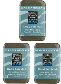 DEAD SEA Salt Mud SOAP 3 PK, Dead Sea Salt, Shea Butter, Argan Oil, Magnesium, Sulfur, Mineral Soap. All Skin Types, Problem Skin. Acne, Eczema, Psoriasis, Natural, Therapeutic, Antibacterial - 7 oz