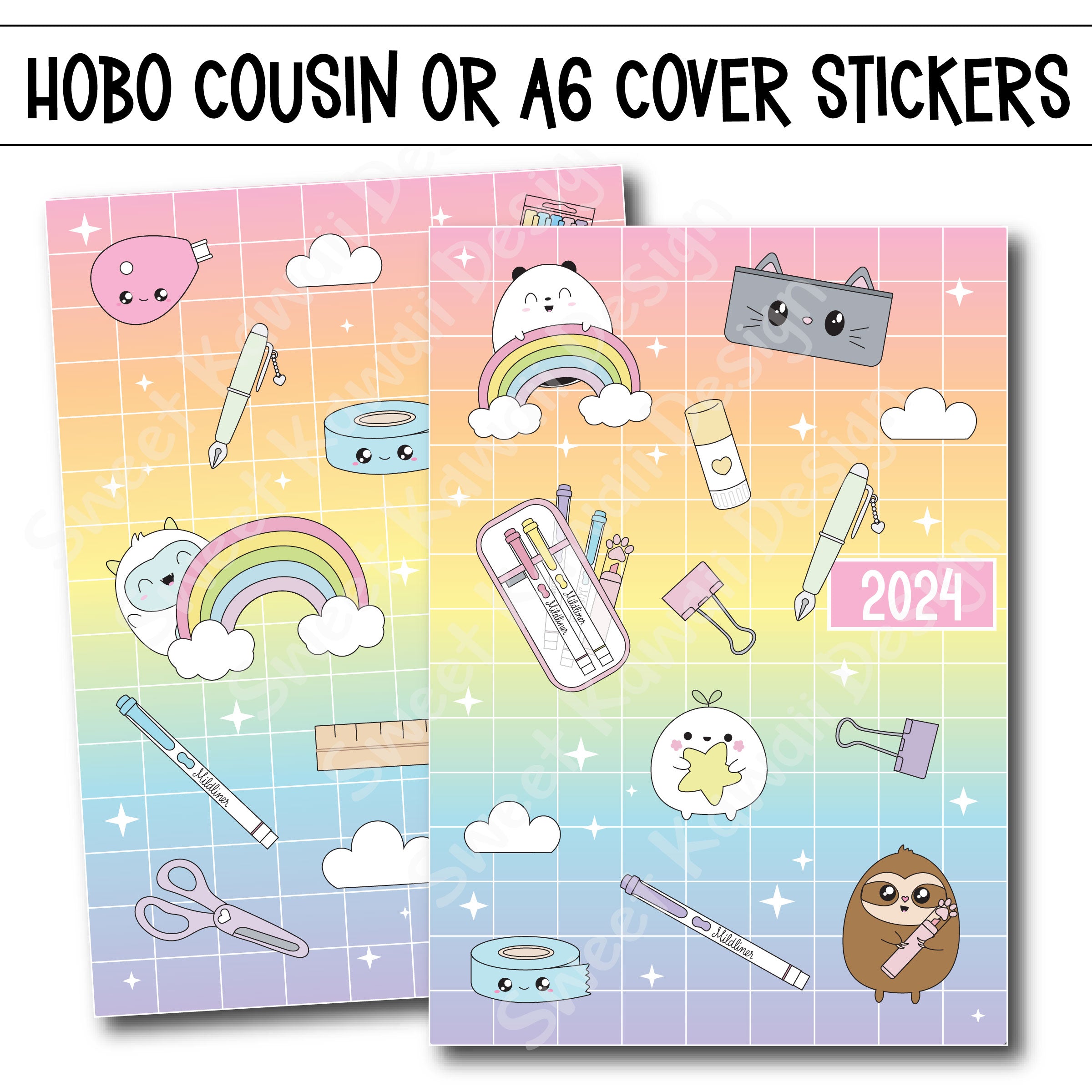 2024 Hobonichi Cousin Yearly Overview Sticker Kit Hobo Cousin Yearly  Overlay Stickers Calendar Stickers 2023-2024-2025 Hobonichi Year 