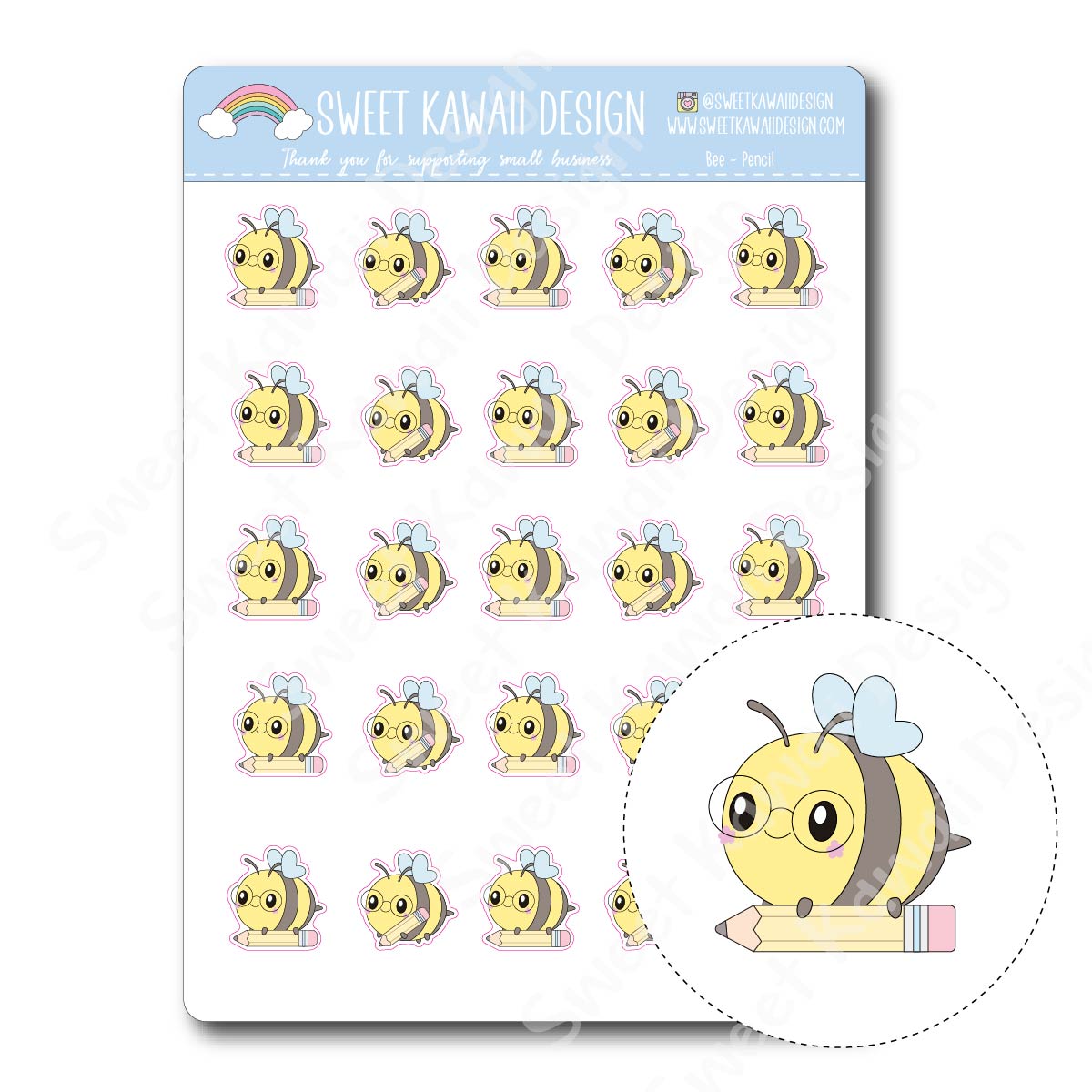 Kawaii Busy Bee Stickers - Garland – Sweet Kawaii Design