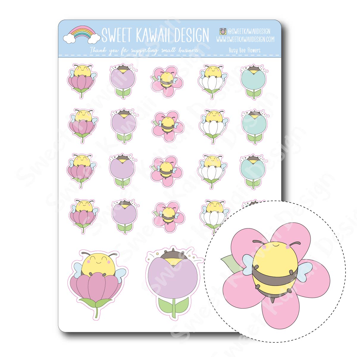 Kawaii Busy Bee Stickers - Garland – Sweet Kawaii Design