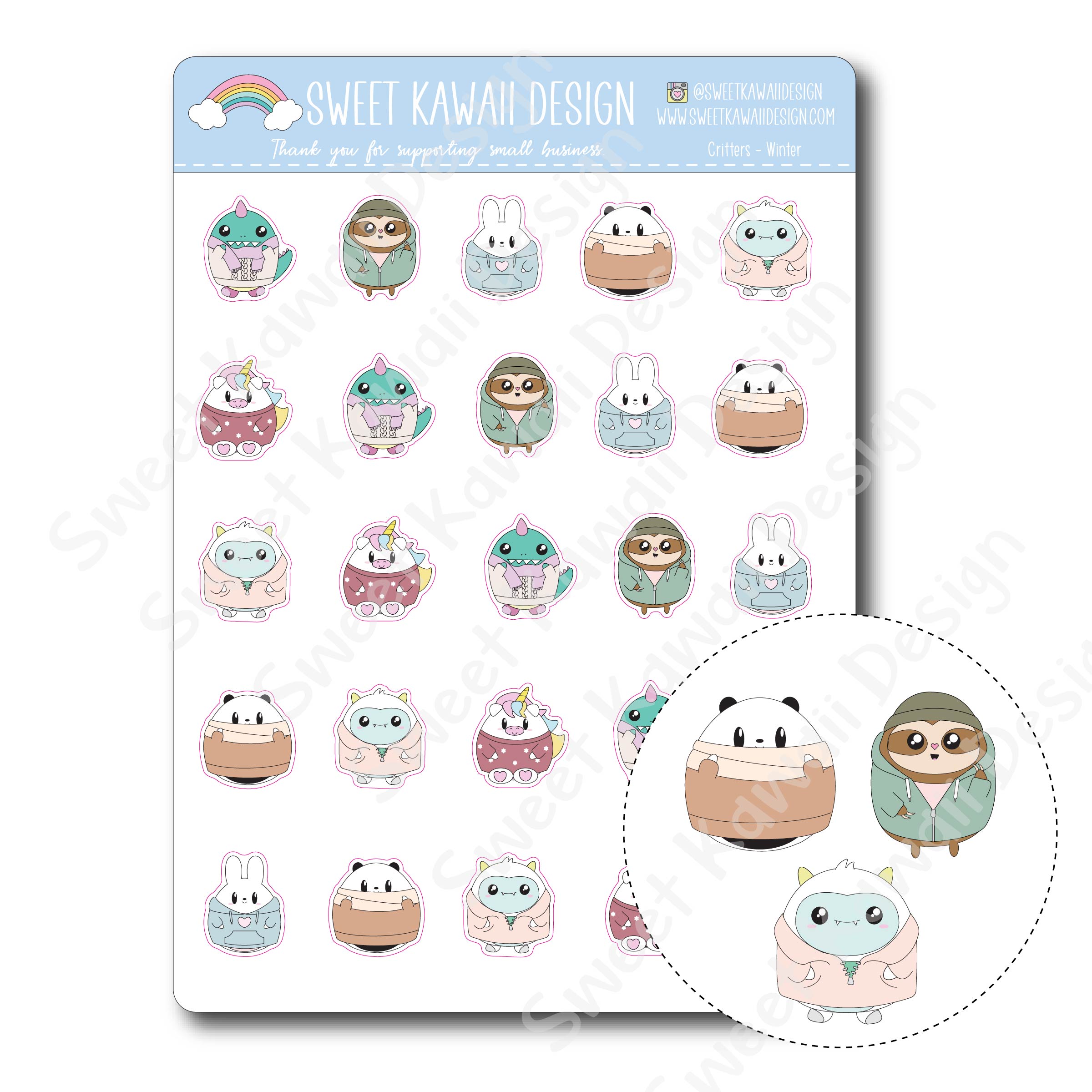 Kawaii Polar Bear Stickers – Sweet Kawaii Design