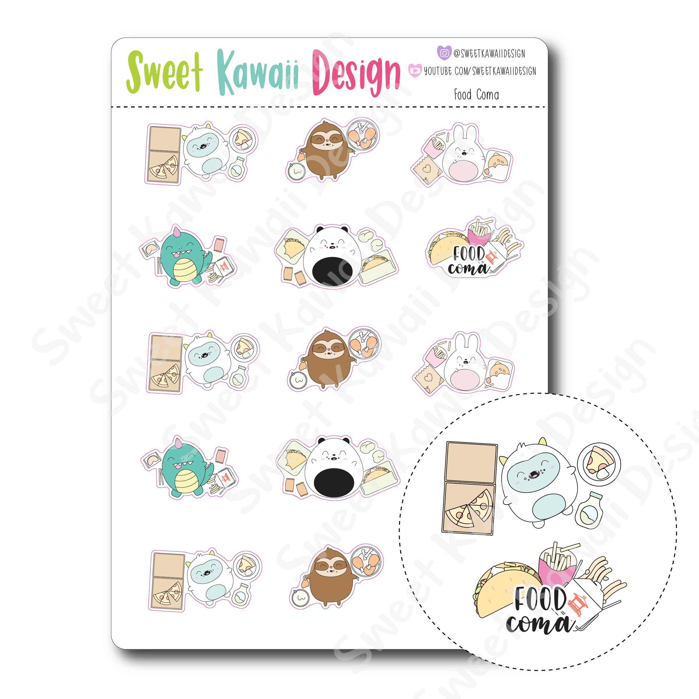 Cute Kawaii Pool Cool Bakery Puffy Sticker Sheet – Alwayz Kawaii